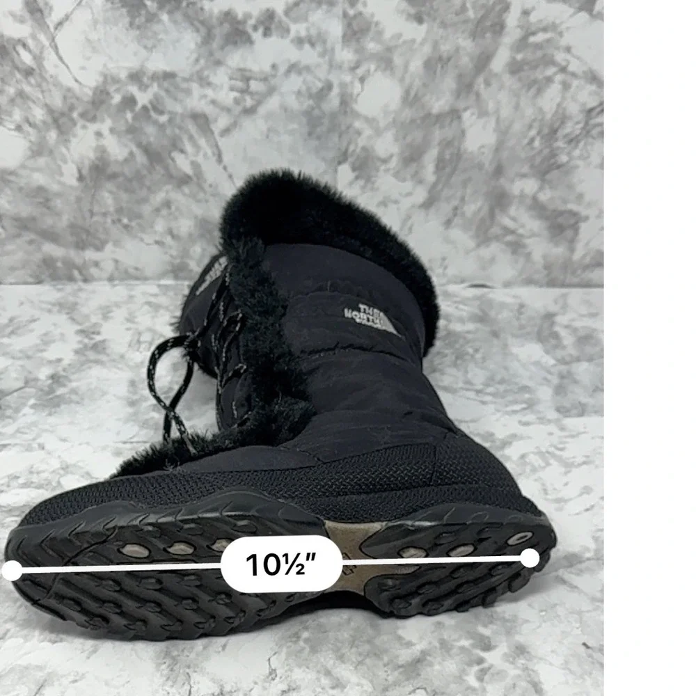 The North Face 🖤Nuptse Purna Black Faux‎ Fur Winter Snow Boots Womens 8